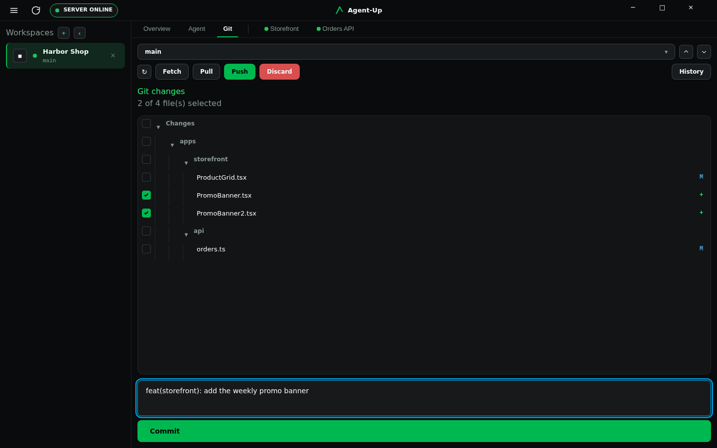 Desktop Git changes showing ProductGrid.tsx